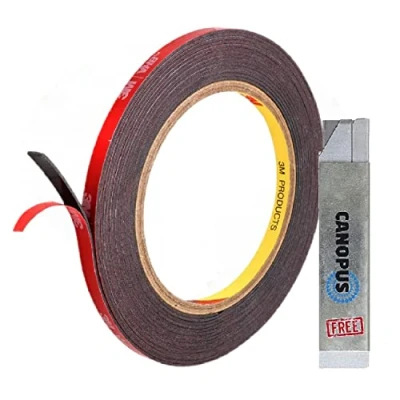 Image of CANOPUS 3M Double Sided Tape Heavy Duty, Black 6.35mm x 4.5m Waterproof Strips, Ideal for LED Strip Lights, Indoor &amp; Outdoor