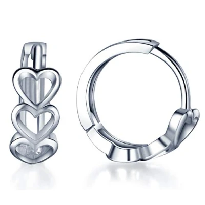 Image of Infinite U 925 Sterling Silver Heart/Infinity Heart/Labyrinth Maze Huggie Hoop Earrings Creole for Women/Girls (Heart)