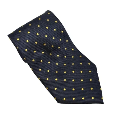Image of Equetech Unisex Polka Dot Showing Riding Tie (Navy/Gold)