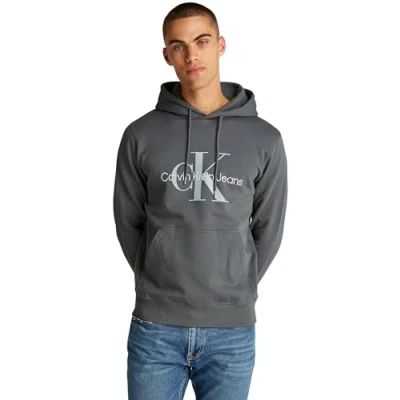 Image of Calvin Klein Jeans Men&#039;s Seasonal Monologo Regular Hoodie J30j320805 Pullover Hoodie, Endless Grey, XS