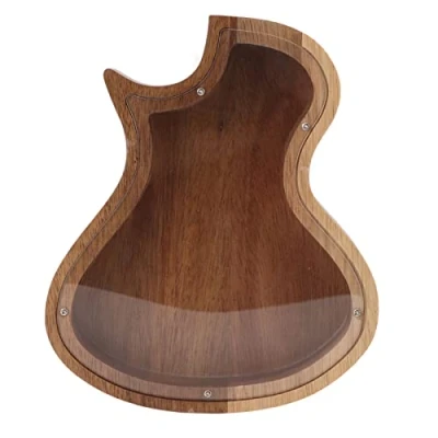 Image of Faceuer Wooden Piggy Bank, Guitar Shaped Decorative Coin Bank Saving Money Box ​Unique Gift for Kids Girls Adults, Christmas Birthday Home Decoration