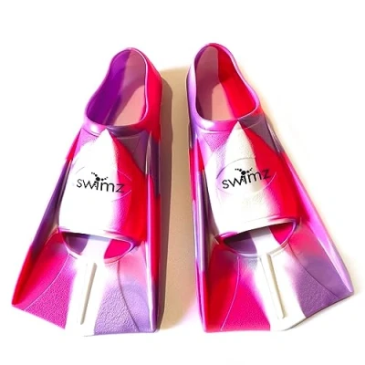 Image of Swimz Short Blade Silicone swim Training Fins Pink / White Purple (UK 1 2 (33/34))