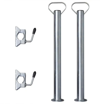 Image of vidaXL Galvanised Steel Support Tubes and Split Clamps for Jockey Wheel Rust Resistant Robust Properties, Tube Diameter of 48mm