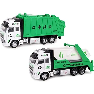 Image of 21cm Die Cast Pull Back Bin Lorry Assorted Designs 1 Chosen At Random Boys Friction Powered Truck Toys