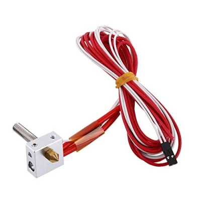 Image of Assembled Extruder Hot End Kit, 3D Printer 0.4mm Nozzle Aluminum Heating Block MK8