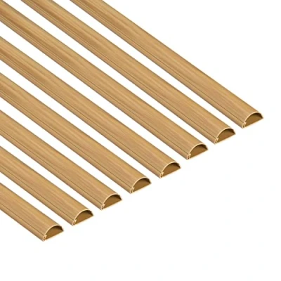 Image of D Line Mini Cable Trunking 8 Pack, Half Round Cover, Paintable, Self Adhesive Wire Hide TV Wires, Management 8x 30mm (W) x 15mm (H) 1 meter Lengths (8 Meter) Oak Effect