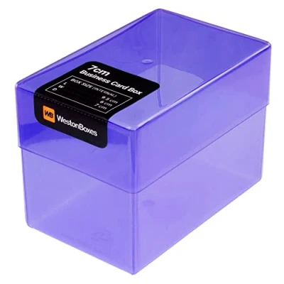 Image of WestonBoxes Plastic Business Card Boxes Holds 250 Cards 70mm Deep (Purple, Pack of 8)