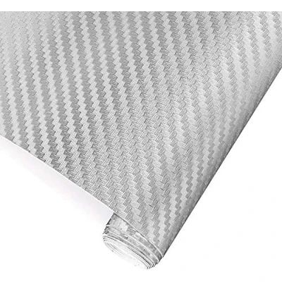 Image of TRIXES 3D Silver Self Adhesive Car Vinyl/Wrap (Bubble Free) 1520 x 300mm Textured Suitable for Interior/Exterior Use Resurface Roll Wrap