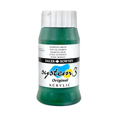 Image of Daler Rowney System3 Acrylic Paint, Plastic Pot, 16.91oz 500 ml, Hooker&#039;s Green