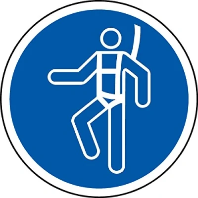 Image of ISO safety Label Sign International Wear harness Symbol Self adhesive sticker 100mm Diameter