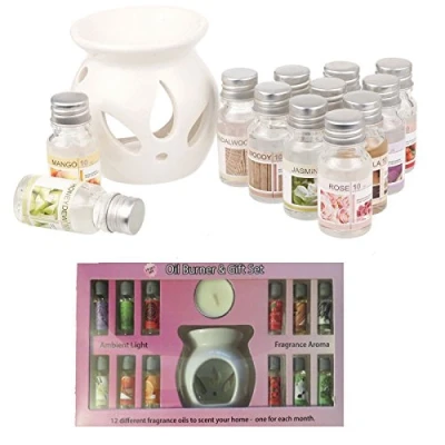 Image of OIL BURNER GIFT SET WITH 12 FRAGRANCE OILS AROMA THERAPY DIFFUSER HOME