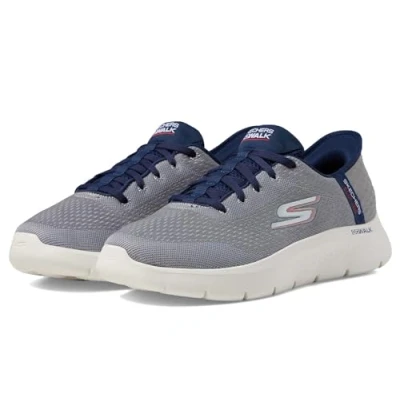 Image of Skechers Men&#039;s Go Walk Flex New World Sneaker, Grey/Navy, 7 UK