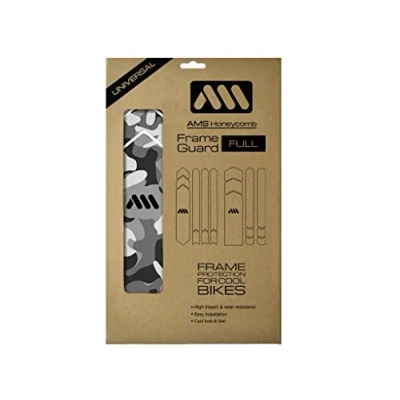 Image of All Mountain Style Unisex&#039;s AMSFG5CLSV Honeycomb High Impact Frame Guard XXL Protects Your Bike from Scratches and dings, Clear/Camo