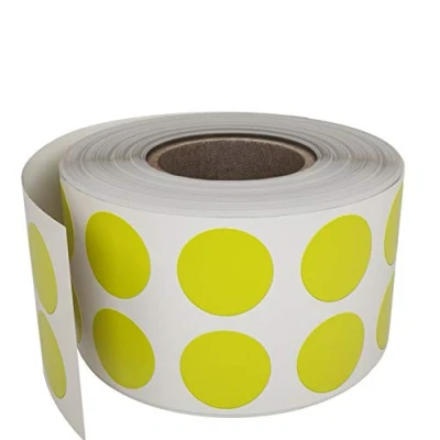 Image of Royal Green Dot Stickers in Yellow (1.3cm) Colored Labels on a Roll for Inventory Labeling 13mm 1080 Pack