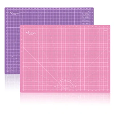 Image of Headley Tools 18x24 Inch Thickened Self Healing Cutting Mat, A2 Rotary Sewing Mat for Crafts, Double Sided 5 Ply Table Board Fabric, Quilting, Arts, Scrapbooking, Pink/Purple