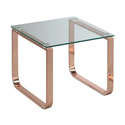 Image of Aspect Sloane Rectangular Side Table (Clear/Copper, 45x 55 x 40cm), Tempered Glass