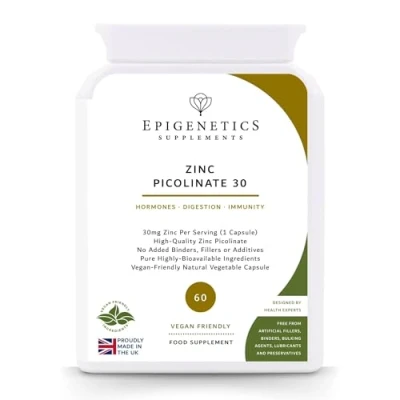 Image of Zinc Picolinate 30 30mg High Strength Mineral Supplement 60 Vegan Friendly Capsules UK Made 1 Capsule Daily (2 Month Supply)