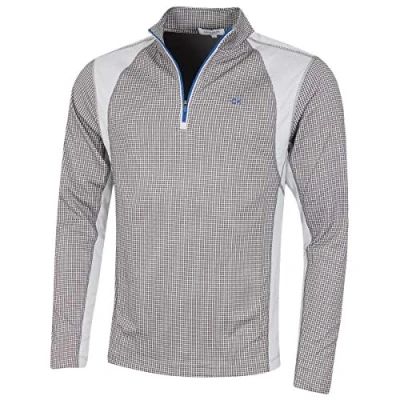 Image of Calvin Klein Mens Micro Grid Half Zip Mid Layer Slate/Silver M