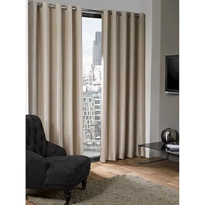 Image of Emma Barclay Blackout Curtains for Bedroom Living Room Thermal Insulated Textured Woven Eyelet Logan Collection (90 x 90 Inch)(Natural)