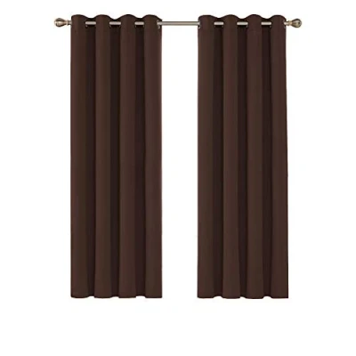 Image of Deconovo Functional Energy Saving Curtains Thermal Insulated Blackout Eyelet for Kids Bedroom Brown W52 x L54