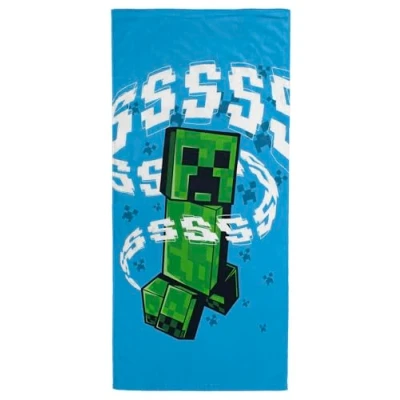 Image of Jay Franco Minecraft Towel with Creeper For Bath, Beach, &amp; Pool 100% Cotton, 71cm x 147cm