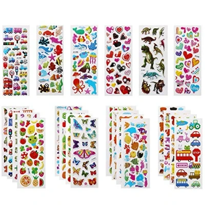 Image of Vicloon 3D Stickers for Kids, 22 Variety Sheets Puffy Stickers, 500+ Children Party Rewarding Gifts Scrapbooking Including Animals Fish Dinosaurs Numbers Fruits Trucks Butterfly and More