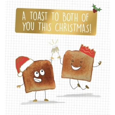 Image of Both Of You Christmas Card, Funny Card You, For Christmas, A Toast To This Gold Foiled