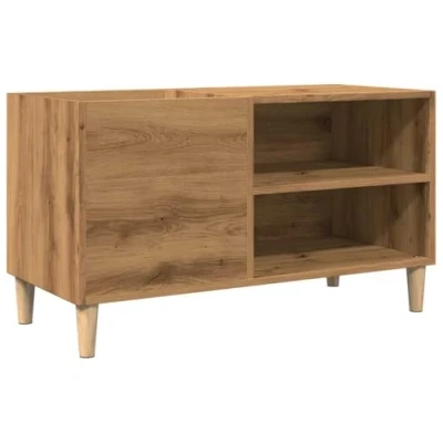 Image of vidaXL Record Cabinet/Sideboard Storage Artisan Oak Engineered Wood, Vinyl Organizer with Wooden Feet, Spacious 84.5 x 38 48 cm, Versatile Use for Living Room, Office