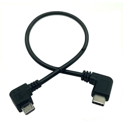 Image of Halokny USB C to Micro Cable, 90 Degree Type (USB C) Male Adapter Converter Charging Cable 10 lnch/25cm (90 Typec Male/Micro Male)