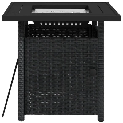 Image of Outsunny 50000 BTU PE Rattan Fire Pits for Garden Propane Pit Table Black