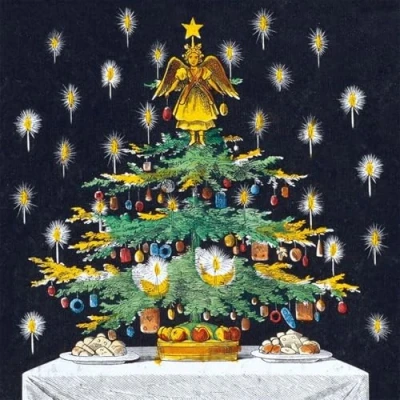 Image of Museums &amp; Galleries Pack of 8 Christmas Cards &#039;Christmas Tree and Toys&#039; 1 Lovely Traditional Design From the V&amp;A Range, Multi, 138 x 133 12mm
