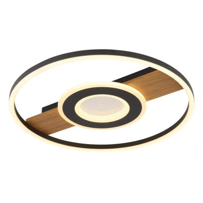 Image of Pikara 40.5cm Integrated LED Semi Flush Ceiling Light Wood Look 2x 3000K