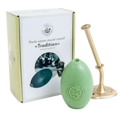 Image of La Maison du Savon de Marseille Wall Rotating Soap Holder Mounted for Easy Hand and Body Wash Durable Brass Finish Comes with 270g Verbena Fragrance French Argan Oil