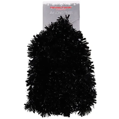 Image of Christmas Concepts® 4m Metre Chunky/Fine Tinsel Decoration (BLACK)