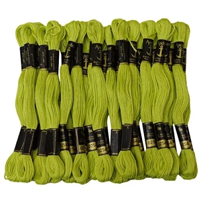 Image of ANCHOR Stranded Cotton Thread Floss Cross Stitch Hand Embroidery Pack of 25 Skeins Green