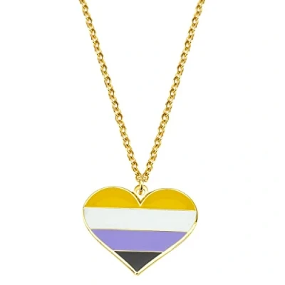 Image of Nonbinary Pride Heart Shape Necklace LGBT Gay Gift Rainbow Jewelry (Nonbinary)