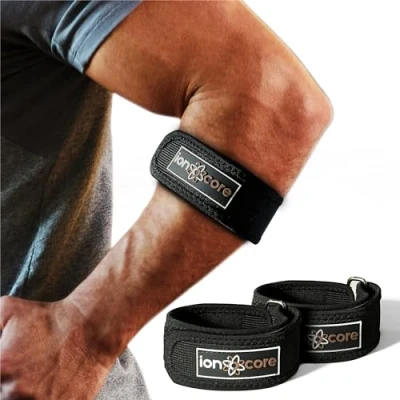 Image of ionocore Tennis Elbow Strap 2 Pack Support for Men &amp; Women Arm Elbow, Golfers Pain Relief Brace with EVA Compression Pad Adjustable