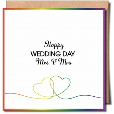 Image of Mrs and Lesbian wedding Greeting Card Gay LGBTQIA+ LGBT 150mm x Premium 300gsm