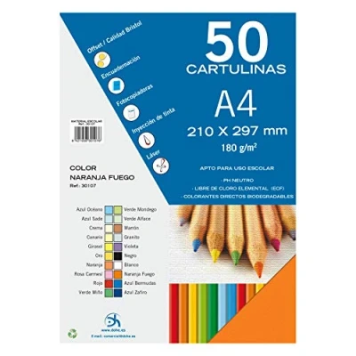 Image of Dohe Pack of 50 Pieces Card, A4 Naranja Fuego