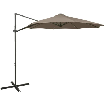 Image of vidaXL Cantilever Garden Parasol with Pole and LED Lights Taupe 300 cm