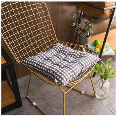 Image of Uministyle Pack of 2 Padded Cushion Chair Seat Pads for Dining Pad Room Garden Kitchen Office Cushions 40x40 cm with ties (grey)
