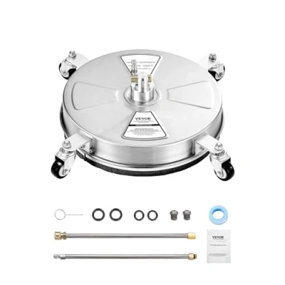 Image of VEVOR 15&quot; Pressure Washer Surface Cleaner, Stainless Steel Attachments with 4 Wheels, 4000 Max PSI, 1/4 Quick Connector, 2 Spray