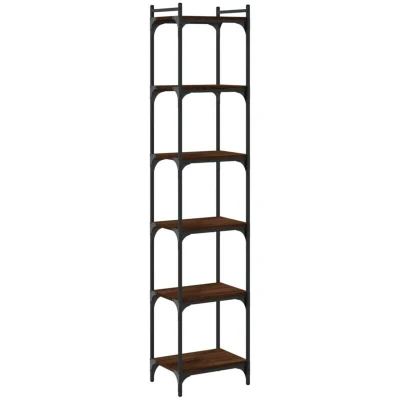 Image of vidaXL Bookcase 6 Tier Brown Oak 40x30x188 cm Engineered Wood