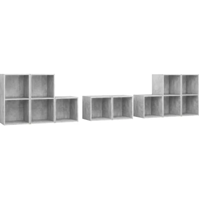 Image of vidaXL 8 Piece TV Cabinet Set Concrete Grey Engineered Wood
