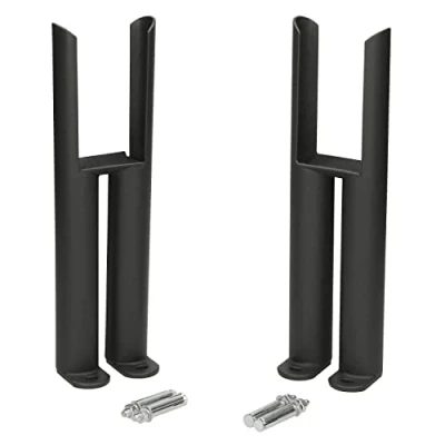 Image of DuraTherm® Floor Mounting Radiator Leg Kit Feet Freestanding Supports for Traditional Cast Iron Style Colosseum Double Bar 2 Column Radiators, Matt Black