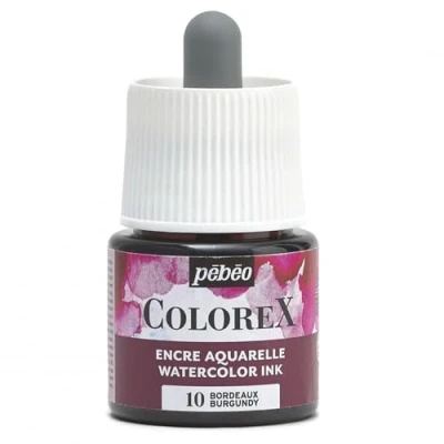 Image of Pébéo Colorex Ink 45 ml Burgundy Watercolour Velvety Rendered Red Multi Tool Drawing for All Media