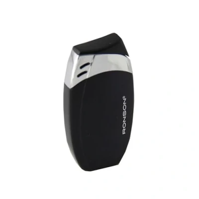 Image of Ronson Lady Carla tear drop gas lighter black with soft flame, RL13013blk