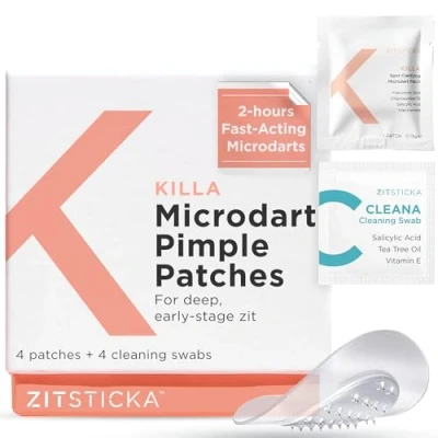 Image of ZitSticka Killa Acne Patches for Face World&#039;s Most Potent Pimple Patch with Fast Acting Microdarts Starts Working within 2 Hours Deep, Early Stage Zits &amp; Blemish 4 Count