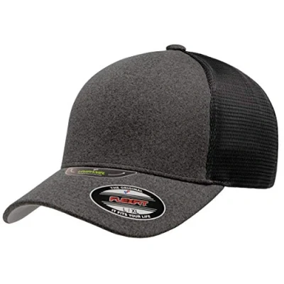 Image of Flexfit Unisex&#039;s Melange Unipanel Trucker Cap, Dark Grey/Black, L XL