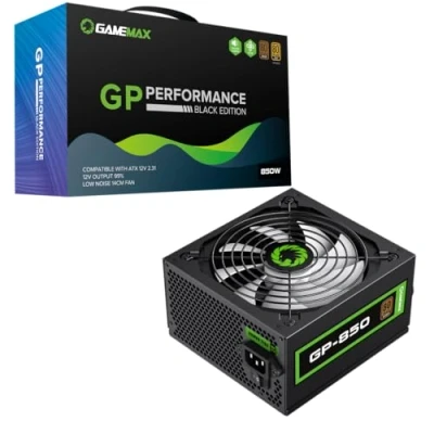 Image of GameMax GP Series 850W 80 Plus Bronze Power Supply 850, Fully Wired, Single Rail, 140mm Fan, ATX PSU Black